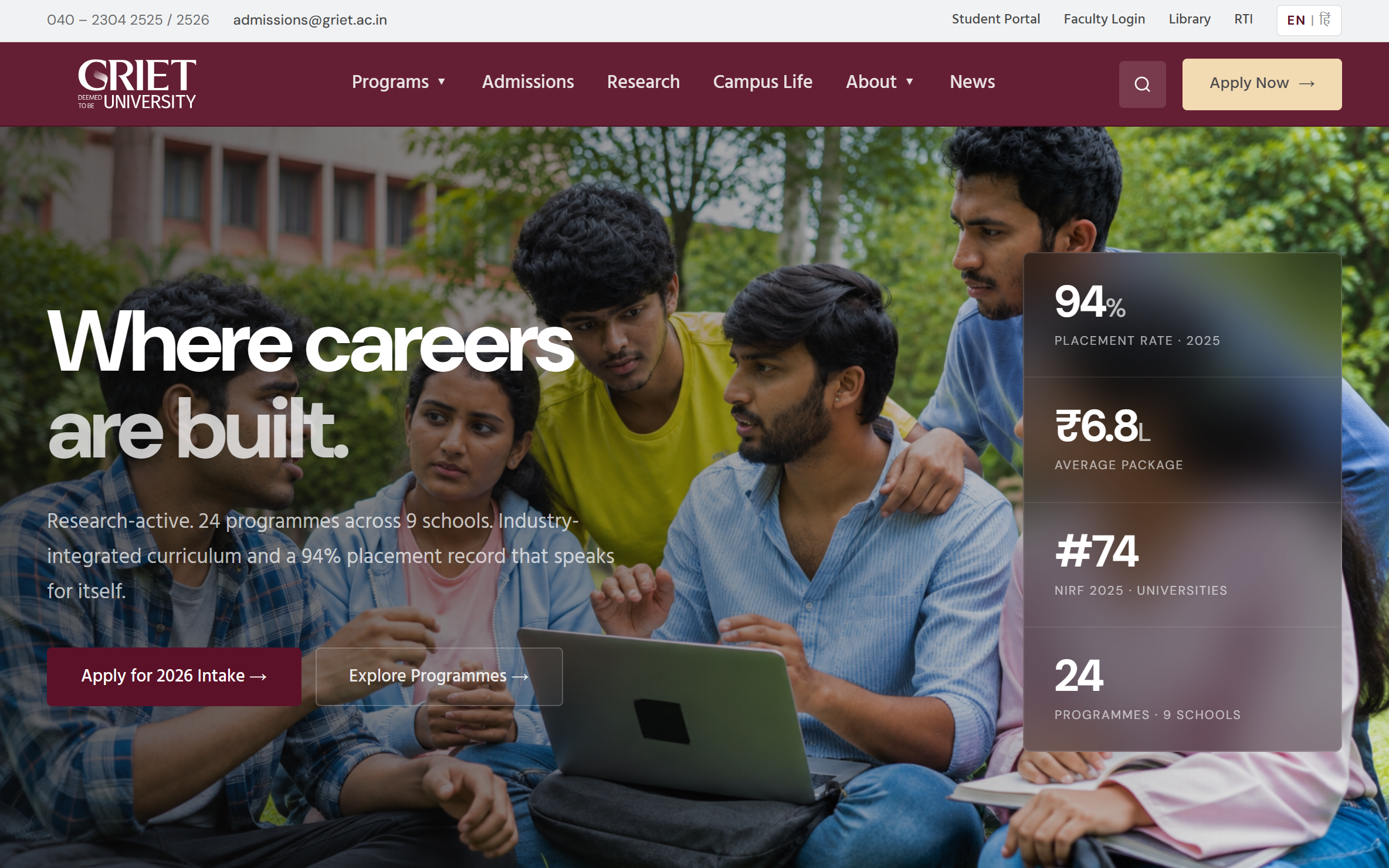 GRIET — University Website — project cover